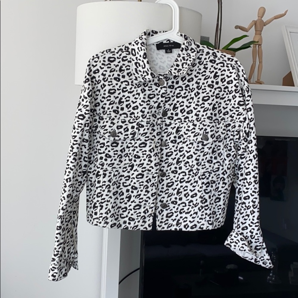 White and black denim jacket